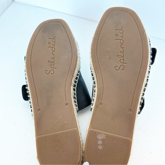Splendid Black Blake Buckle Strap Leather Espadrille Sandals 8.5 - Picture 5 of 7